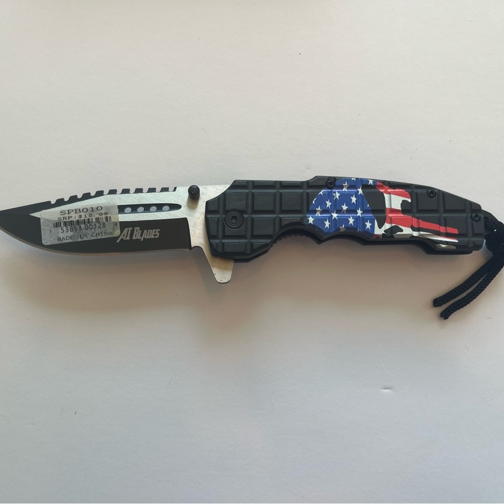 Folding Tactical Knife with American Flag Handle 3.5” blade